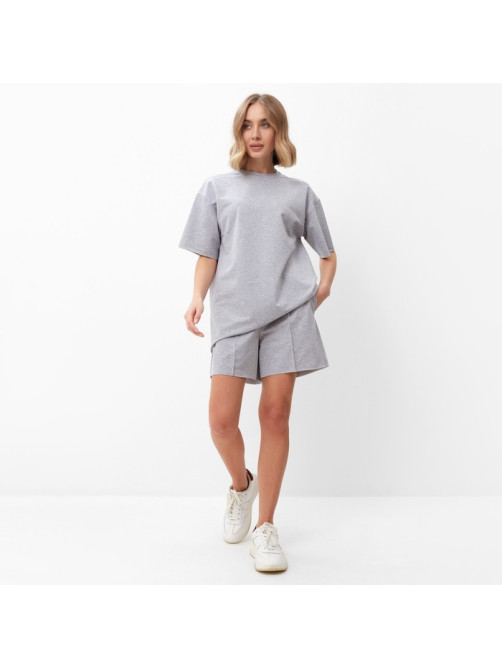 Костюм женский (футболка, шорты) MINAKU: Casual Collection, светло-серый, размер 46