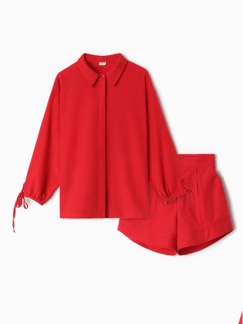Костюм женский (блузка, шорты) MINAKU: Casual Collection, красный, размер 44