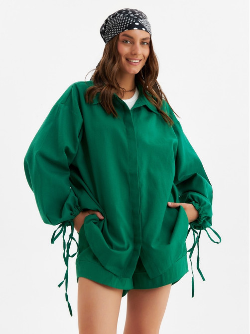 Костюм женский (блузка, шорты) MINAKU: Casual Collection, зелёный, размер 48