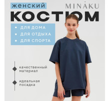 Костюм женский (футболка, шорты) MINAKU: Casual Collection, цвет графит, размер 48