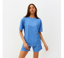 Костюм женский (футболка, шорты) MINAKU: Casual Collection, голубой, размер 44