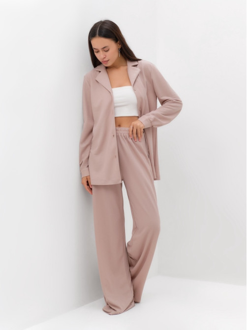 Костюм женский (рубашка, брюки, топ) KAFTAN Base, размер 48, пудровый