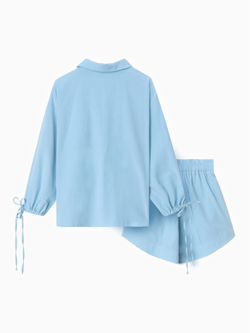 Костюм женский (блузка, шорты) MINAKU: Casual Collection, голубой, размер 44
