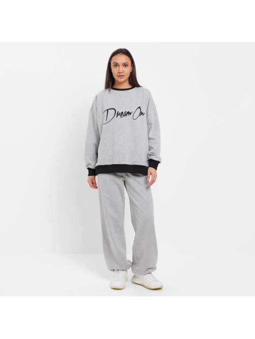 Костюм женский (свитшот, брюки) MINAKU: Casual Collection, размер 44, серый
