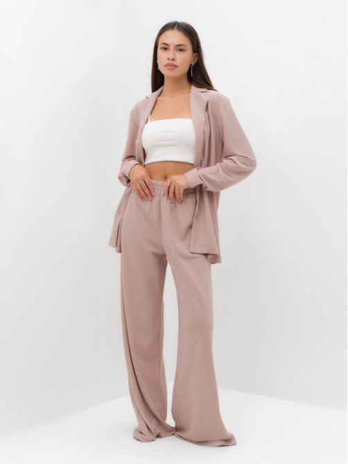 Костюм женский (рубашка, брюки, топ) KAFTAN Base, размер 50, пудровый