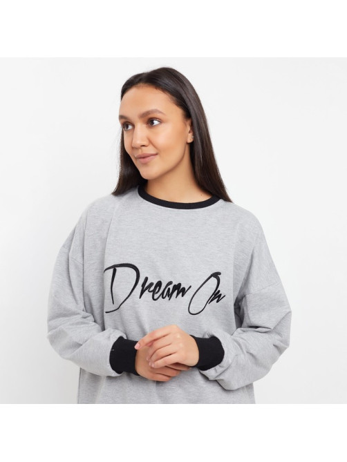 Костюм женский (свитшот, брюки) MINAKU: Casual Collection, размер 44, серый