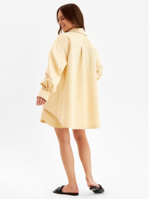 Костюм женский (рубашка, шорты) MINAKU: Oversize, бежевый, размер 42
