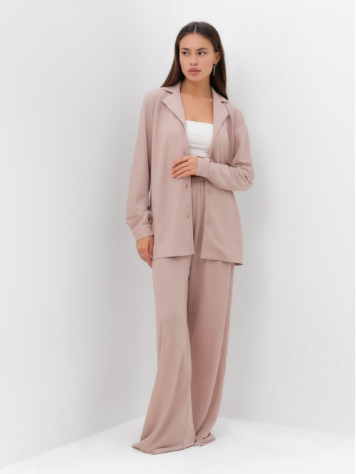 Костюм женский (рубашка, брюки, топ) KAFTAN Base, размер 48, пудровый