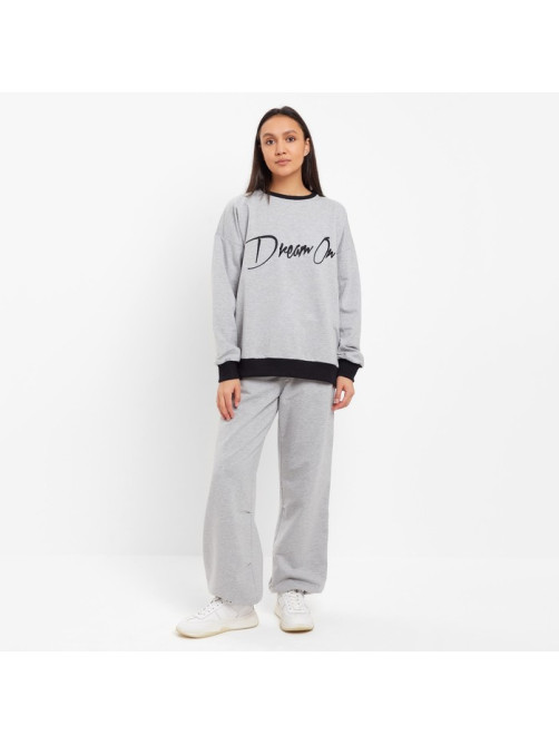 Костюм женский (свитшот, брюки) MINAKU: Casual Collection, размер 44, серый