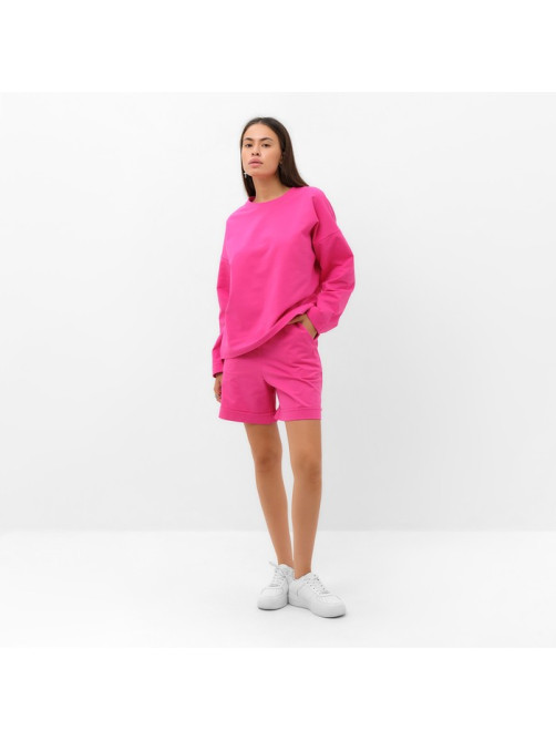 Костюм женский (толстовка, шорты) MIST, размер 40-42, розовый