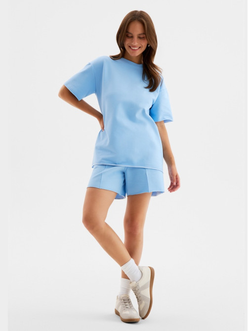 Костюм женский (футболка, шорты) MINAKU: Casual Collection, голубой, размер 48