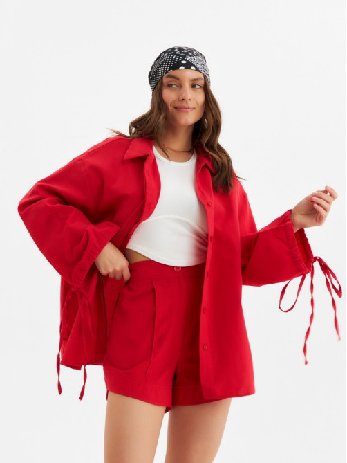 Костюм женский (блузка, шорты) MINAKU: Casual Collection, красный, размер 44