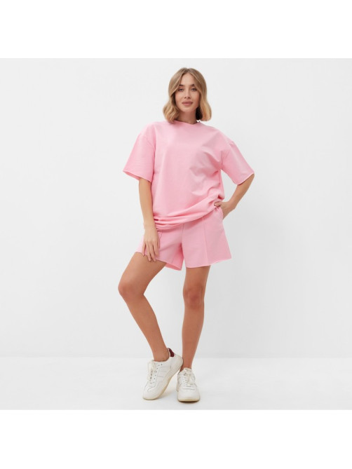 Костюм женский (футболка, шорты) MINAKU: Casual Collection, светло-розовый, размер 50