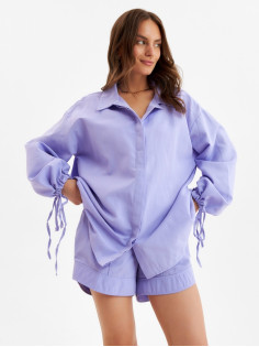 Костюм женский (блузка, шорты) MINAKU: Casual Collection, сиреневый, размер 46