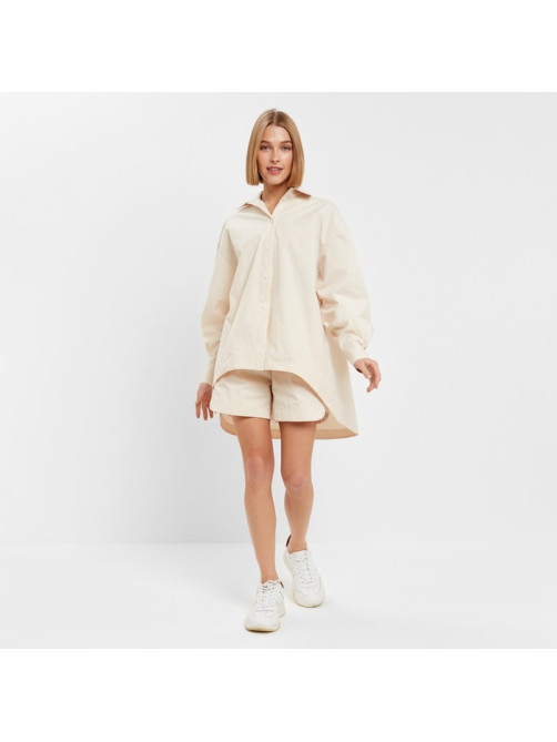 Костюм женский (рубашка, шорты) MINAKU: Oversize, молочный, размер 44
