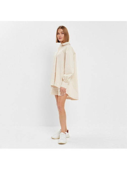 Костюм женский (рубашка, шорты) MINAKU: Oversize, молочный, размер 44