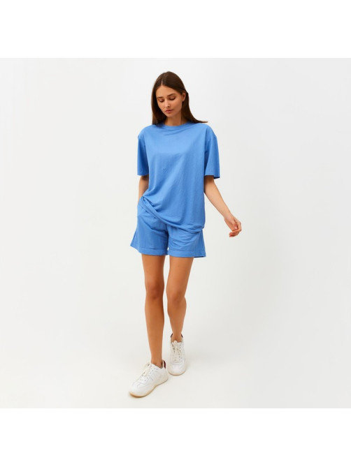 Костюм женский (футболка, шорты) MINAKU: Casual Collection, голубой, размер 42