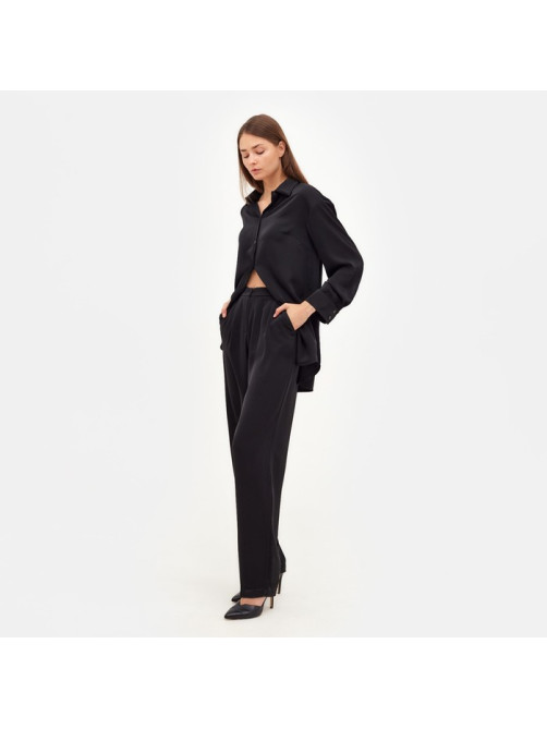 Костюм женский (рубашка, брюки) MINAKU: Silk pleasure, размер 42, чёрный