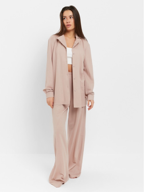 Костюм женский (рубашка, брюки, топ) KAFTAN Base, размер 42, цвет пудровый