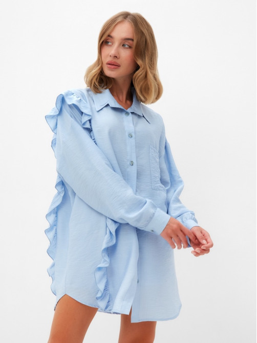 Костюм женский (блузка, шорты) MINAKU: Casual Collection, голубой, размер 48