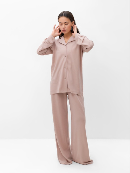 Костюм женский (рубашка, брюки, топ) KAFTAN Base, размер 46, пудровый