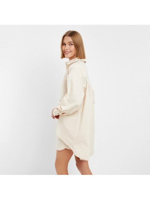 Костюм женский (рубашка, шорты) MINAKU: Oversize, молочный, размер 44