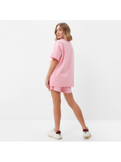 Костюм женский (футболка, шорты) MINAKU: Casual Collection, светло-розовый, размер 44