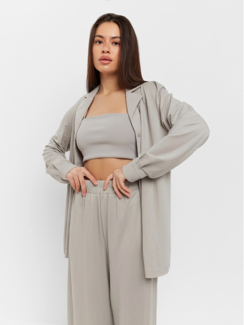 Костюм женский (рубашка, брюки, топ) KAFTAN Base, размер 48, серый
