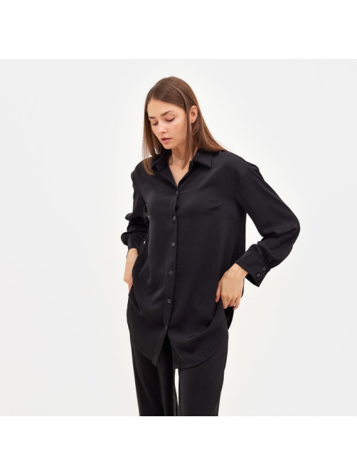 Костюм женский (рубашка, брюки) MINAKU: Silk pleasure, размер 42, чёрный
