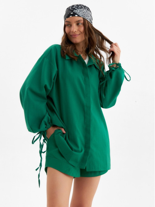 Костюм женский (блузка, шорты) MINAKU: Casual Collection, зелёный, размер 44