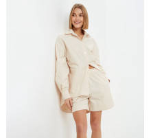 Костюм женский (рубашка, шорты) MINAKU: Oversize, молочный, размер 44