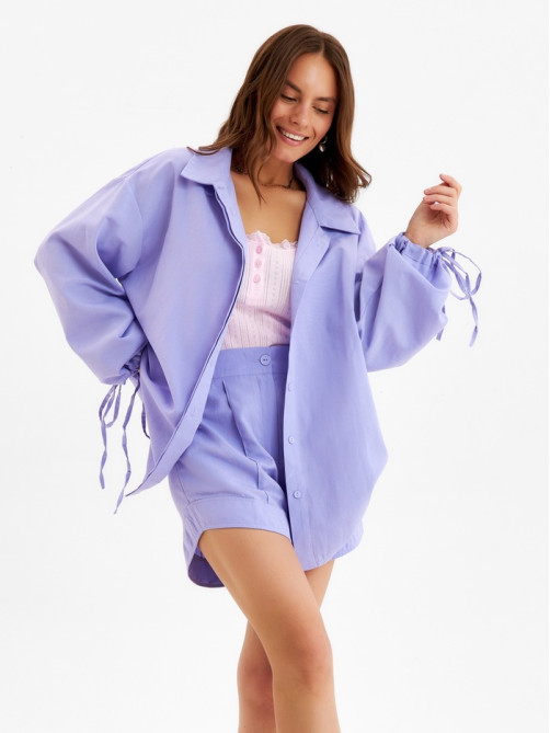 Костюм женский (блузка, шорты) MINAKU: Casual Collection, сиреневый, размер 44