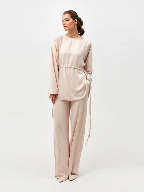 Костюм женский (туника, брюки) MINAKU: Casual Collection, размер 42, бежевый