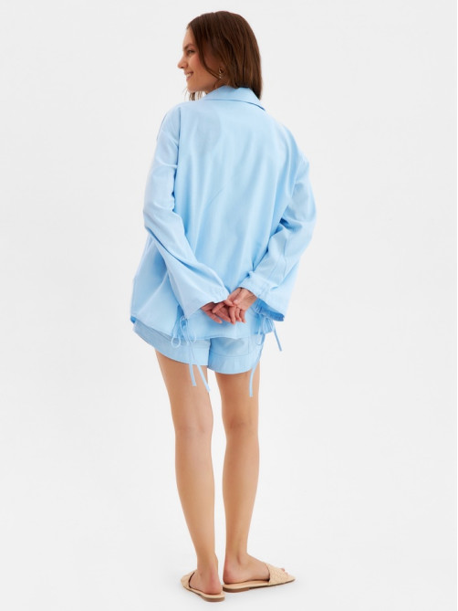Костюм женский (блузка, шорты) MINAKU: Casual Collection, голубой, размер 48