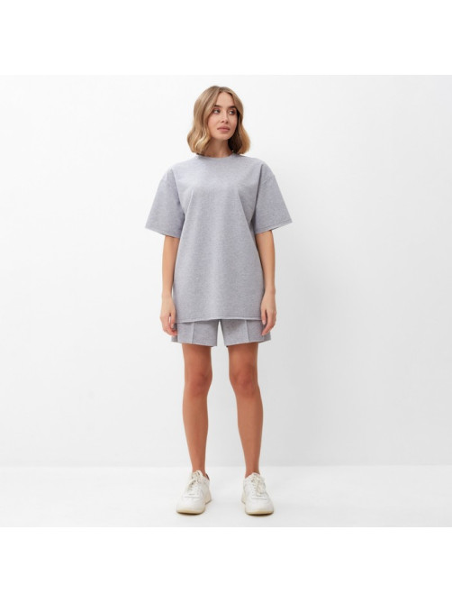 Костюм женский (футболка, шорты) MINAKU: Casual Collection, светло-серый, размер 42
