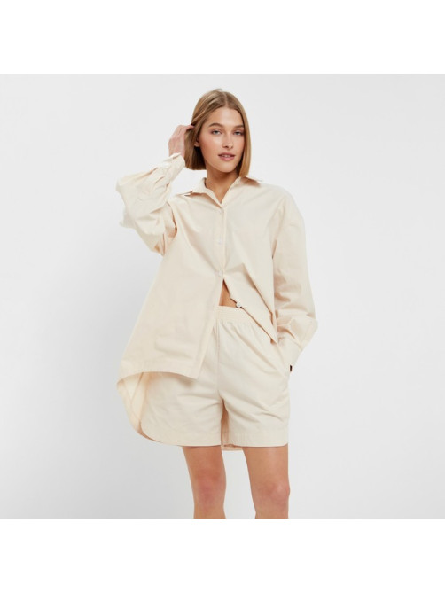 Костюм женский (рубашка, шорты) MINAKU: Oversize, молочный, размер 44