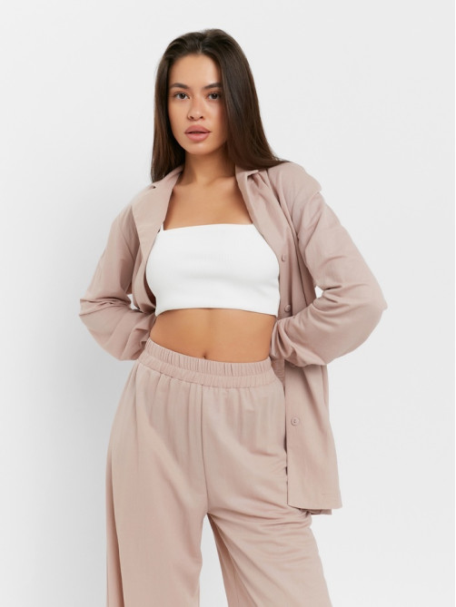 Костюм женский (рубашка, брюки, топ) KAFTAN Base, размер 42, цвет пудровый