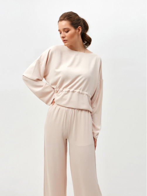 Костюм женский (туника, брюки) MINAKU: Casual Collection, размер 42, бежевый