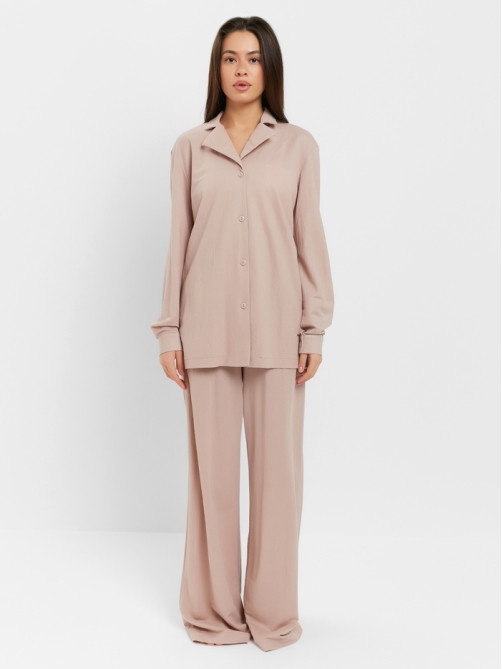 Костюм женский (рубашка, брюки, топ) KAFTAN Base, размер 42, цвет пудровый