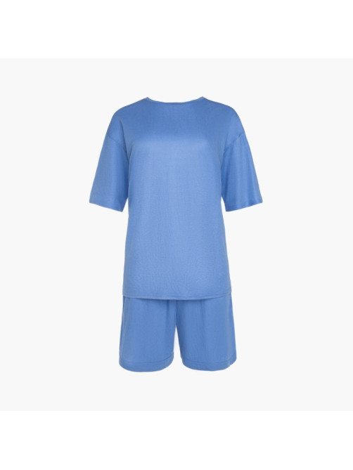 Костюм женский (футболка, шорты) MINAKU: Casual Collection, голубой, размер 44