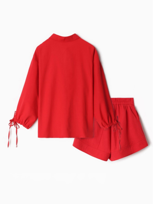 Костюм женский (блузка, шорты) MINAKU: Casual Collection, красный, размер 42
