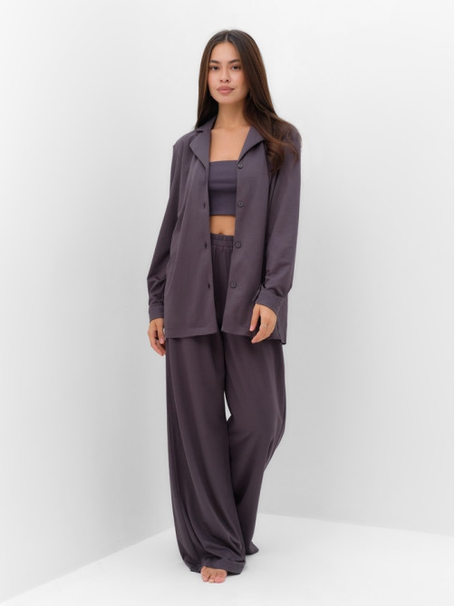 Костюм женский (рубашка, брюки, топ) KAFTAN Base, размер 48, цвет графит