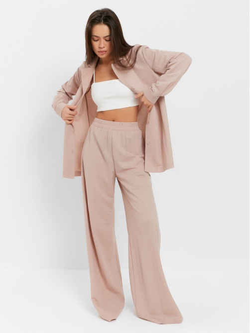 Костюм женский (рубашка, брюки, топ) KAFTAN Base, размер 42, цвет пудровый