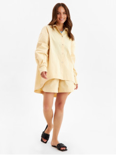 Костюм женский (рубашка, шорты) MINAKU: Oversize, бежевый, размер 44