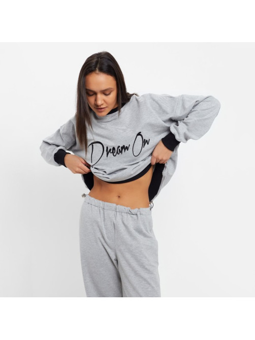 Костюм женский (свитшот, брюки) MINAKU: Casual Collection, размер 44, серый