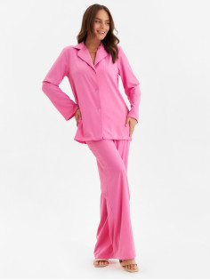 Костюм женский (рубашка, брюки) MINAKU: Green trend, размер 44, ярко-розовый