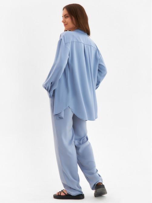 Костюм женский (рубашка, брюки) MINAKU: Silk pleasure, размер 42, серо-голубой
