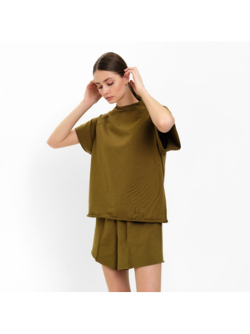Костюм женский (майка, шорты) MINAKU: Casual Collection, хаки, размер 44