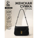 Сумка женская мессенджер TEXTURA на клапане, 23×6×13 см, чёрная