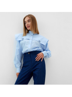 Рубашка женская с лентами MINAKU: Casual Collection, размер 44, голубая